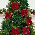 thumbnail image 6 of Christmas Red Velvet Bows 14" × 11" Decorative Holiday Bows for Wreath, Garland, Tree, Indoor Outdoor Xmas Decorations, Green, Bow, 6 of 9