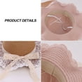 thumbnail image 3 of 53-54 cm hat circumference children's lace bow straw hat wavy brimmed beach hat summer sunscreen sun hat outdoor outing - Khaki, 3 of 5