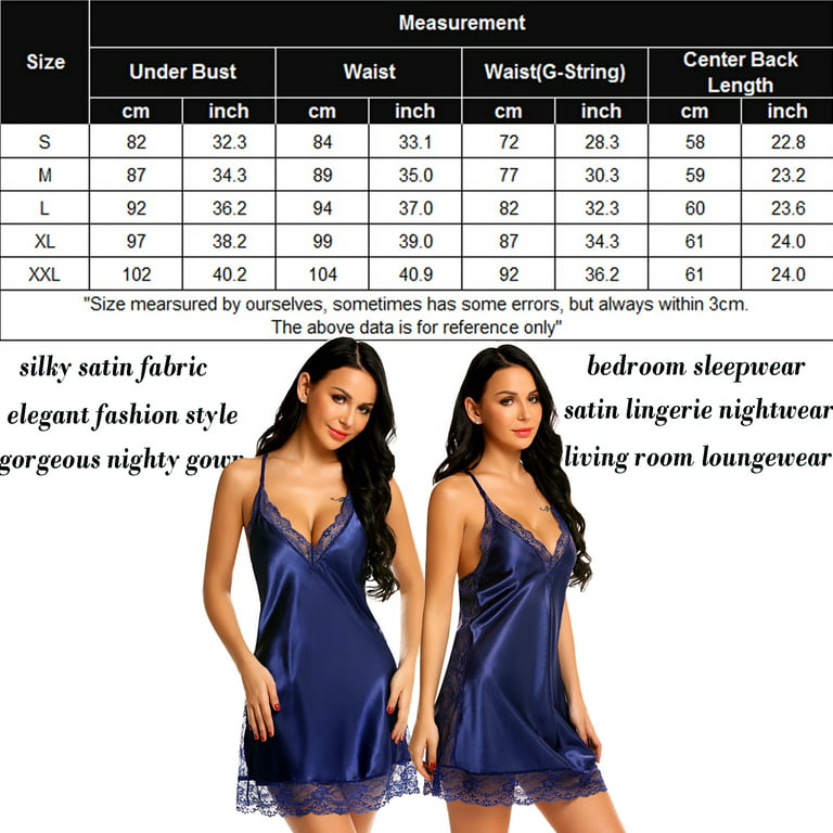 Avidlove Women Lingerie Satin Lace Chemise Nightgown Sexy Full