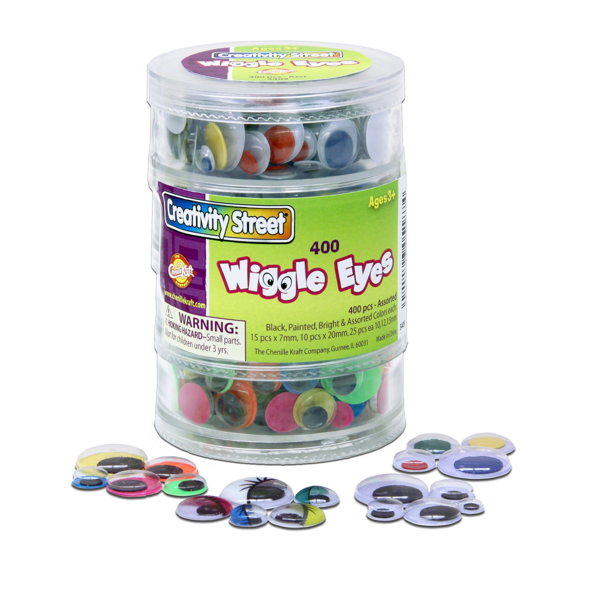 7mm to 15mm Creativity Street Peel and Stick Wiggle Eyes 100-Pack Brights 