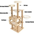 thumbnail image 4 of DENEST 54 inch Brown Cat Tree Modern MDF Cat Tower for Cats Multi-Level Cat Condo with Scratching Posts, 4 of 14