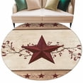 thumbnail image 6 of Red Texas Star Rustic Round Rug 7ft Washable Circle Rugs Non Slip Farmhouse Berry Brown Wooden Large Area Rug Indoor Floor Carpet for Bedroom Kitchen Living Room Home Office Dining Room Nursery, 6 of 8