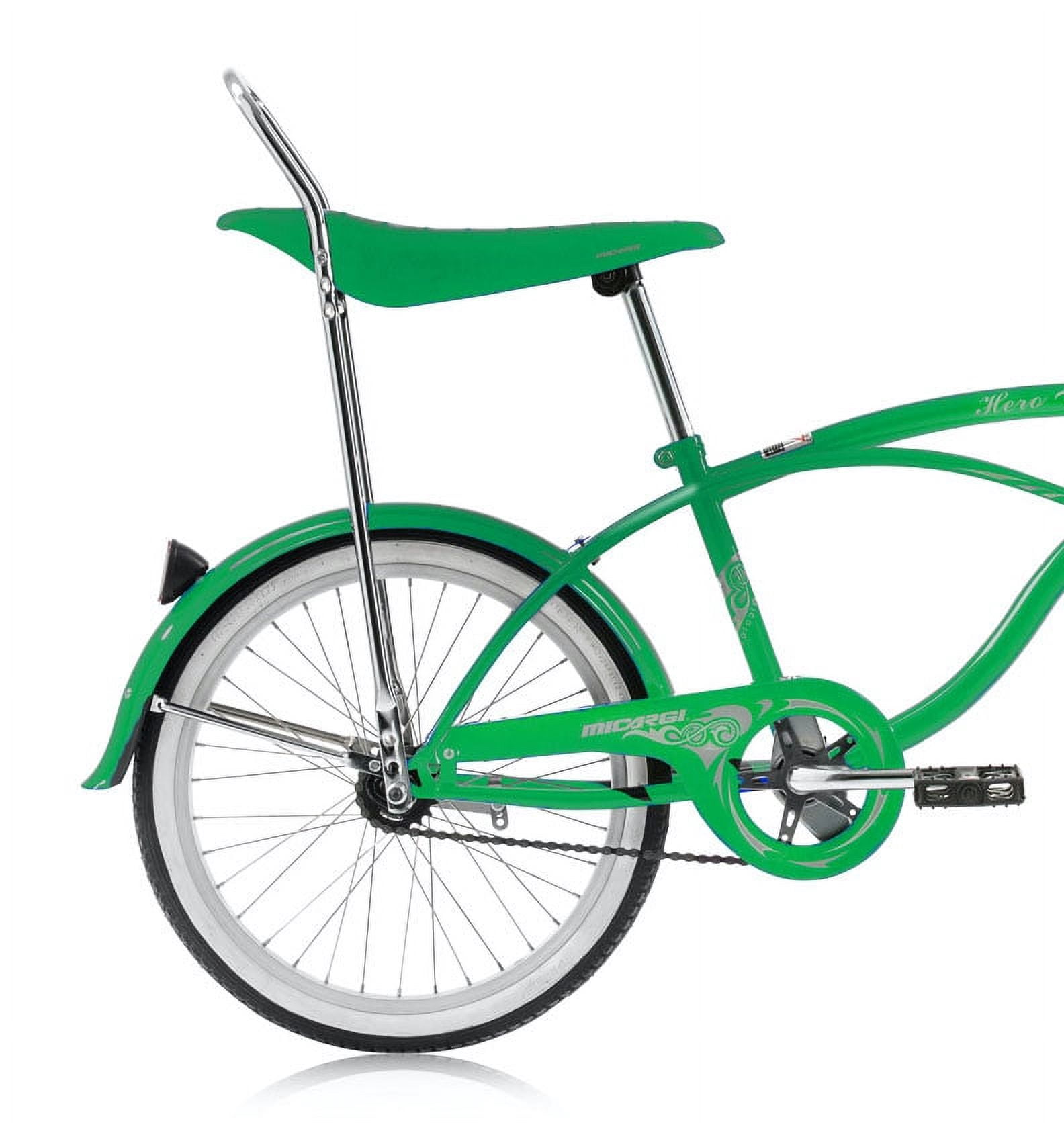 Wonder Wheels 20 In. Beach Cruiser Lowrider Coaster Brake Single Speed Bicycle, Bike With Banana Seat Stainless Steel Spokes One Piece Crank Alloy Rims 36 H - Green