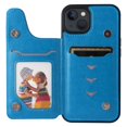 thumbnail image 3 of iPhone 13 Case,Dteck Butterfly Pattern Magnetic Leather Card Holder Wallet Case Shockproof Rubber Hybrid Kickstand Cover for iPhone 13,Blue, 3 of 5