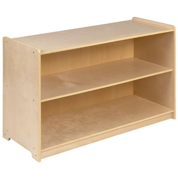 Bowery Hill 2 Shelf 24" x 36" Wooden School Classroom Bookcase in Natural