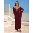 thumbnail image 2 of EDOLYNSA Kaftan Coverup for Women Embroidered Beach Dresses Plus Size Caftan Loungewear Turkish Robe Casual Beachwear Tunic, 2 of 10