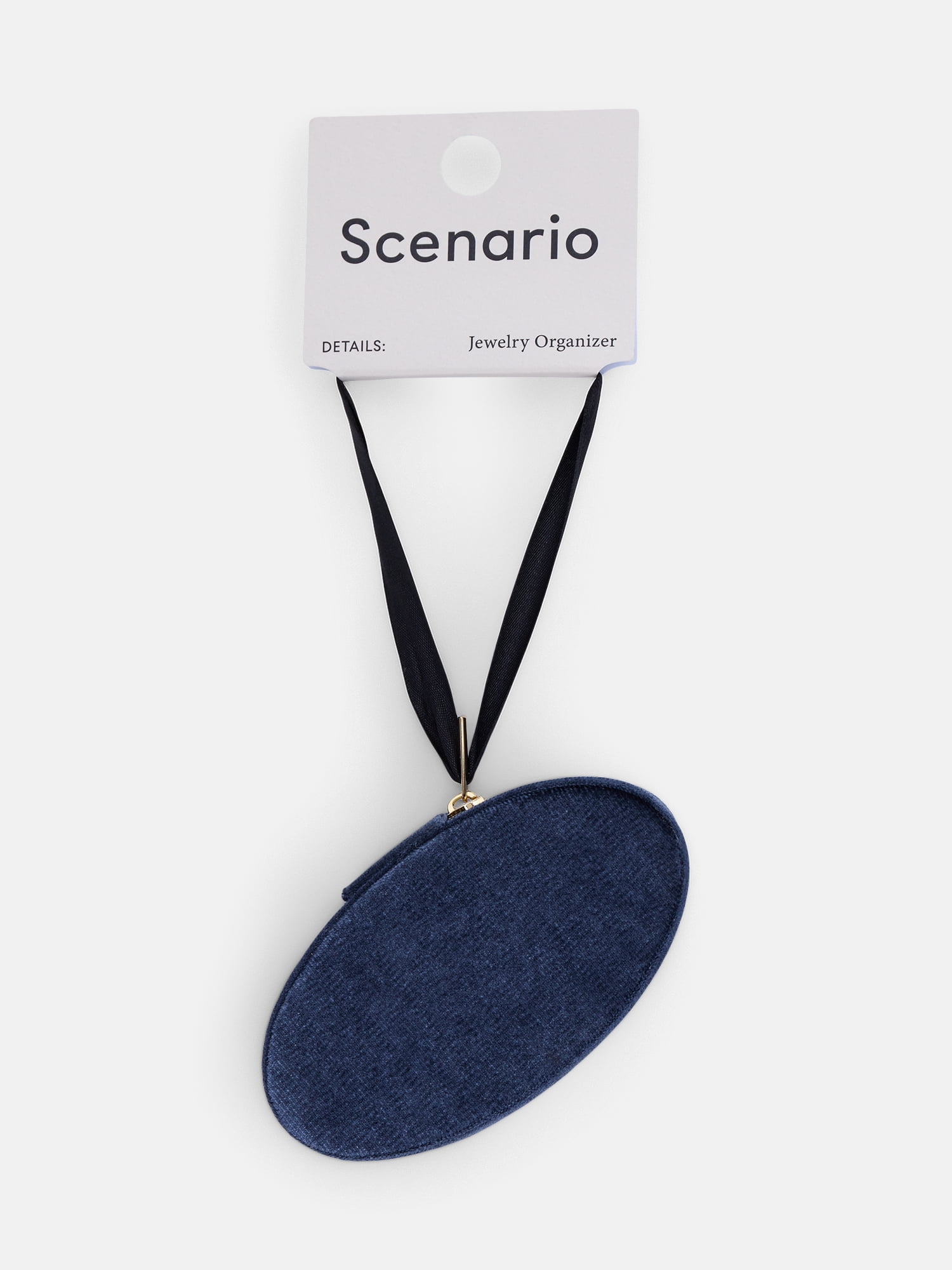 Scenario Women's Oval Zippered Velvet Jewelry Organizer, Blue
