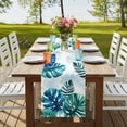 thumbnail image 4 of Table Runners 70 Inches Long Dress Scarves, Blue Teal Leaves Farmhouse Coffee/Dining/Kitchen Table Decor, Holiday Table Runner, Summer Botanical Watercolor Leaf 13x70 Inch, 4 of 9