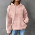 thumbnail image 2 of BODOAO Women's Hoodies Sweatshirts Cute Long Sleeve Tops Loose Pullover Shirts with Pocket for Women Solid Color Casual Fall Hooded 2023 Pullover Basic Sweatshirts Womans Blouse Clothes Pink L, 2 of 5