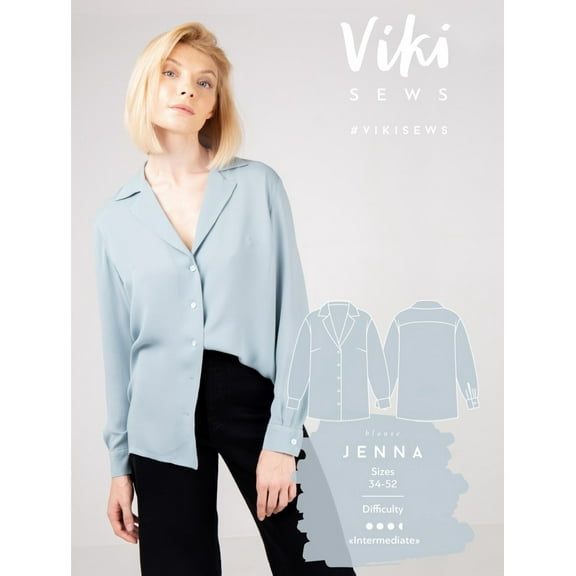 Vikisews Sewing Pattern Jenna Blouse Women UK 4-22 Tops, Shirts