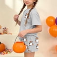thumbnail image 6 of SERTGUTR Girls' Halloween Outfit Set Short Sleeve Crew Neck Top Elastic Waist Shorts Cute Ghost Print Soft Breathable Homewear School Party Everyday Wear, 6 of 9