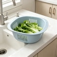 thumbnail image 4 of UNLLLL Square Plastic Colander Basket with Strainer Holes, Kitchen Sink Washing Drainage Bowl, for Countertop Storage Serving Rice Vegetables and Fruit (Blue), 4 of 7