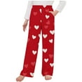 thumbnail image 2 of uublik Boys Girls Pants Size 4T-14 Valentine's Day Sleep Pants Soft Elastic Waist Kids Bottoms Love Printed Lounge Pants Red, 2 of 4
