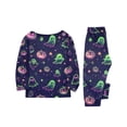 thumbnail image 5 of Family Halloween Pajama Set Long Sleeve Crew Neck, Soft Halloween Family Pajamas with Neon Green Ghost Pumpkin Print, Glow Matching Halloween Pajamas Sleepwear, 5 of 6