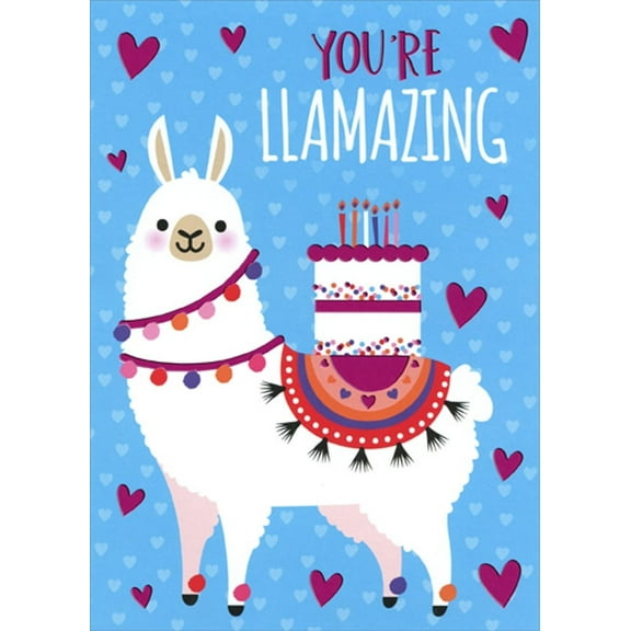 Paper House Productions Llamazing : Llama with Cake Juvenile Birthday Card for Kids : Children