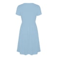 thumbnail image 5 of Bxsruta Women's Wrap V Neck Short Sleeve Midi Dress A Line Flowy Waist Defining Casual Party Dress with Stretchy Comfortable Fit for Summer Spring Breathable Fabric, 5 of 8