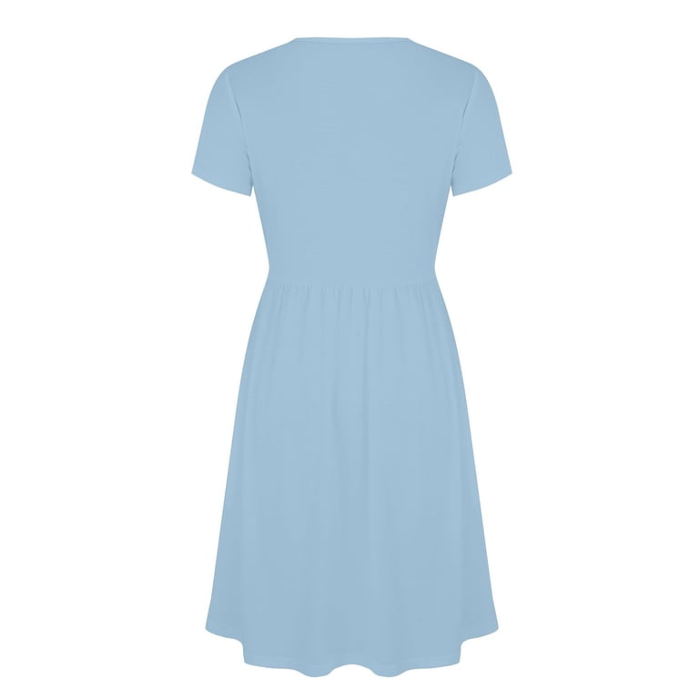 light blue going out dress Mini Baby Blue Long Train Evening Dress M