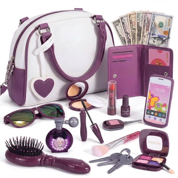 Beefunni 32PCS Purse Accessories Set with Phone, Wallet, Makeup-Style Pieces, Fashion Accessories and Gift Box