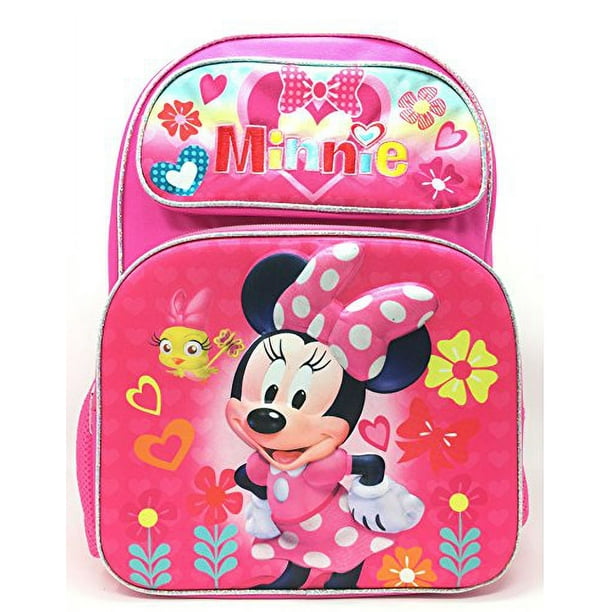Grand sac à dos rose Minnie Mouse Deluxe pour filles de 16 po