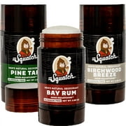 Dr. Squatch Soap Co. Aluminum Free Natural Deodorant - Bay Rum, Pine Tar, Birchwood Breeze (2.65 oz, 3 Pack)