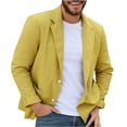 thumbnail image 2 of USNSM Linen Blazer for Men Summer Casual Business Suit Jackets Lightweight Sports Linen Suit Jacket Daily Suits with Pockets Yellow XL, 2 of 8