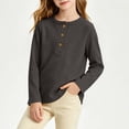 thumbnail image 2 of KyCheLot Boys' Girls' Knitted Tops Long Sleeve Round Neck Button down Tops Kids Comfy Solid Color Clothes, 2 of 5