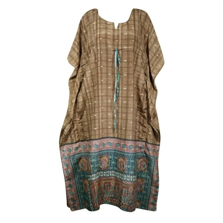 

Printed Maxi Kaftan Dress Brown Teal Blue MATERNITY L-XL