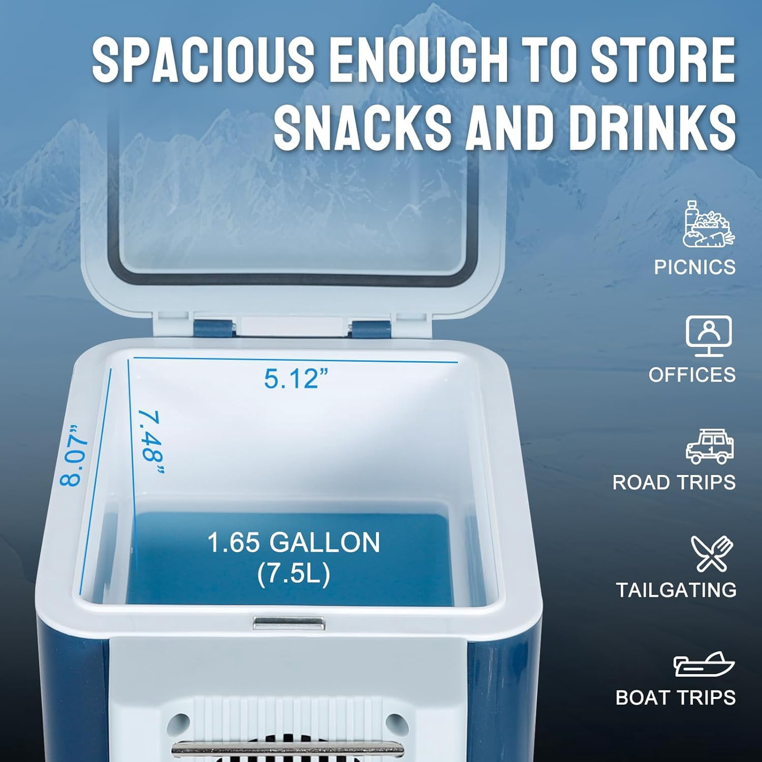 Caynel 12 Volt Car Refrigerator, 7.5L Portable Automotive Refrigerator, Mini Fridge for Camping, Travel, Truck, Home, Blue