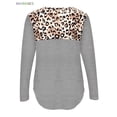 thumbnail image 4 of BadPiggies Women Leopard Print Colorblock Long Sleeve Round Neck Casual Blouses Tops (L, Gray), 4 of 6