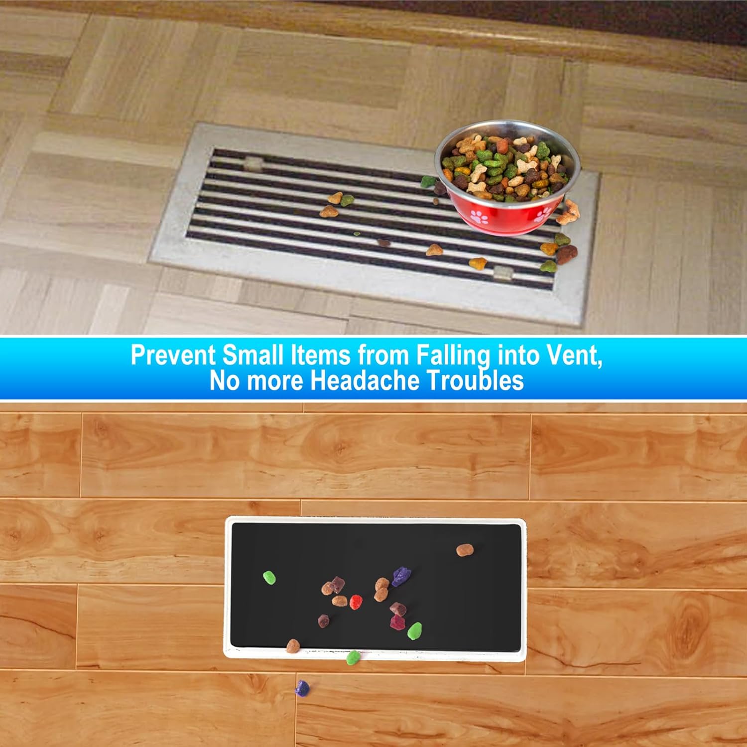 5 Pcs Strong Magnetic Vent Covers, 5.5x12 inch Vent Cover for Home Floor, Pockets for Complete Seal, Air Vent for Floor Wall and Ceiling Registers, Home and RV, HVAC and AC Vents-Black