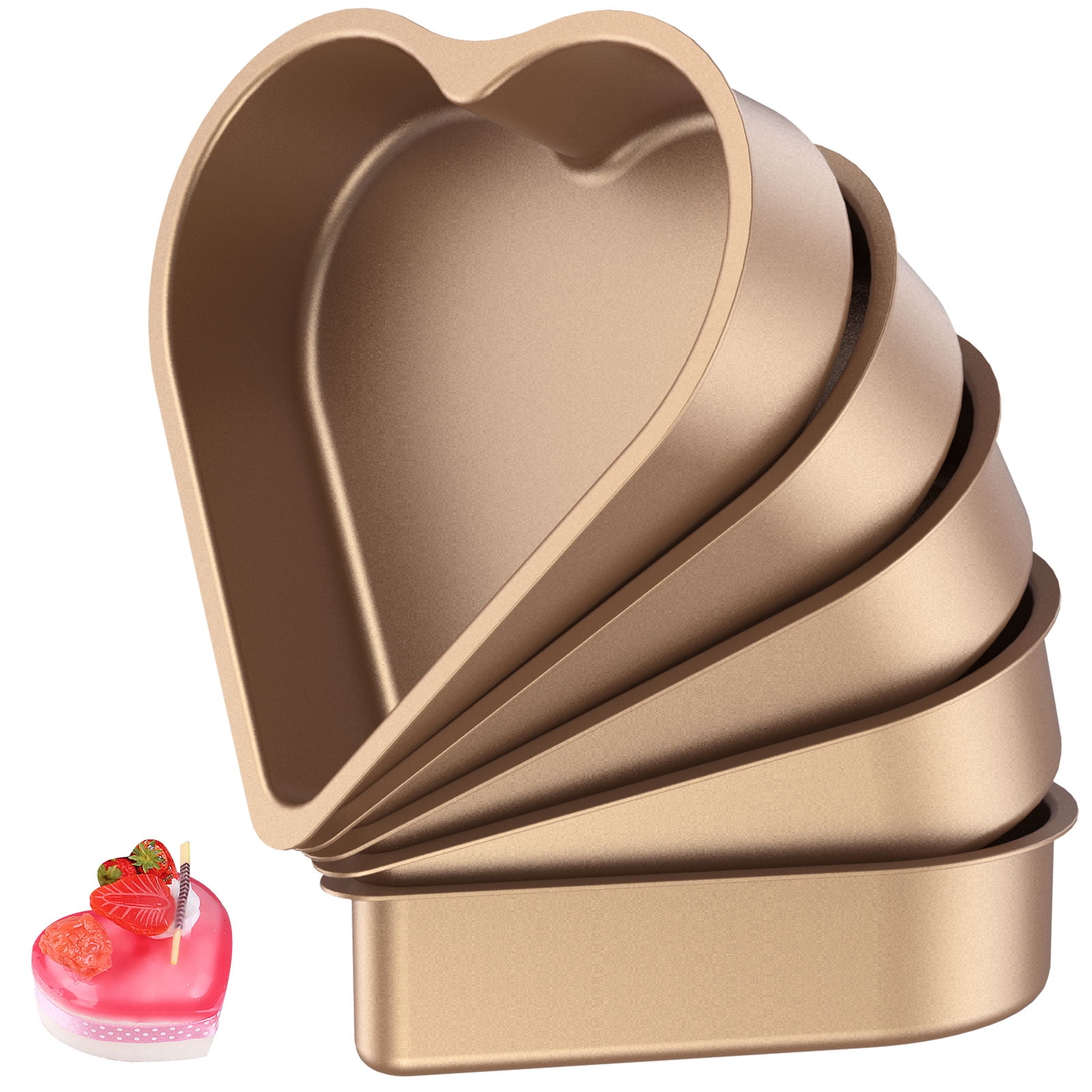 verlacoda 5pcs Heart Shaped Cake Pan NonStick DIY Cake Pans for Baking