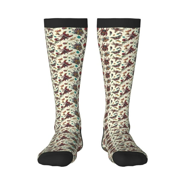 Fotbe Insects A Calcetas Divertidas Estampadas para Hombre y Mujer, Calcetas de Algodón hasta la Rodilla para Caminar, Correr, Enfermería y Embarazo