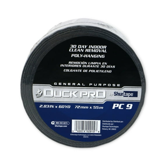 Shurtape Duck Pro General Purpose Cloth Duct Tape (PC-9C): 3 in. (72mm actual) x 60 yds. (Black)