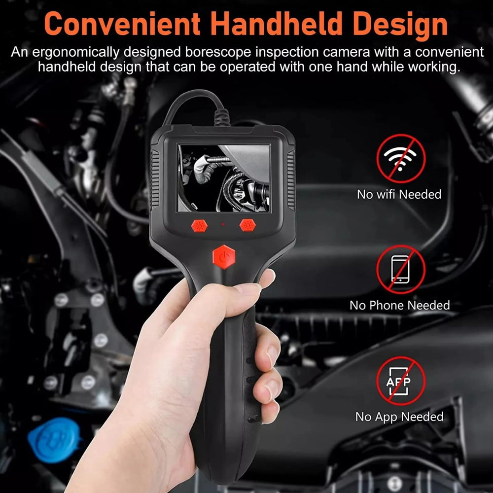 Handheld 1080P HD Industrial Endoscope Borescope Inspection Camera with 8mm Probe, LED Light & LCD Screen for Auto, Pipe, Wall & Home Inspection