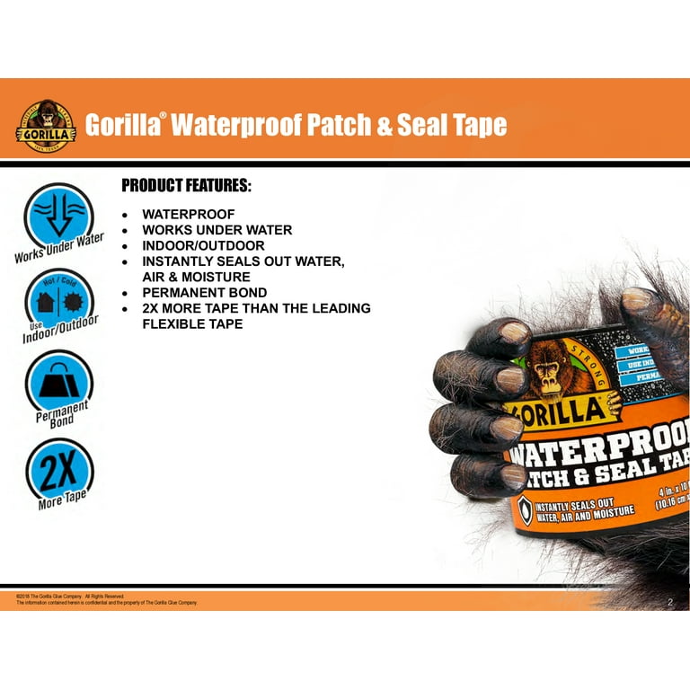 Gorilla Waterproof Patch and Seal White Waterproof Duct Tape 4-in x 10-ft  at