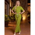 thumbnail image 2 of Conjunto Deportivo Casual para Mujer Unitalla Set de Blusa Manga Corta y Pants Recto Tela Stretch Rayada Súper Cómoda, 2 of 5