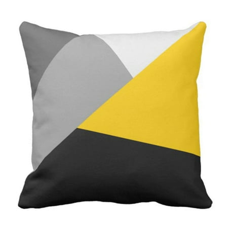 Contemporary Cushion Cover - BPBOP Contemporary Simple Modern Gray Yellow and Black Geometric Pillowcase Cushion Cover 20x20 inches
