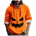 thumbnail image 1 of Chemise Décontractée Imprimée Halloween pour Hommes Col Rond Boutonnée Design Taches de Sang Manches Longues Grande Taille Haut Confortable Élégant, 1 of 5