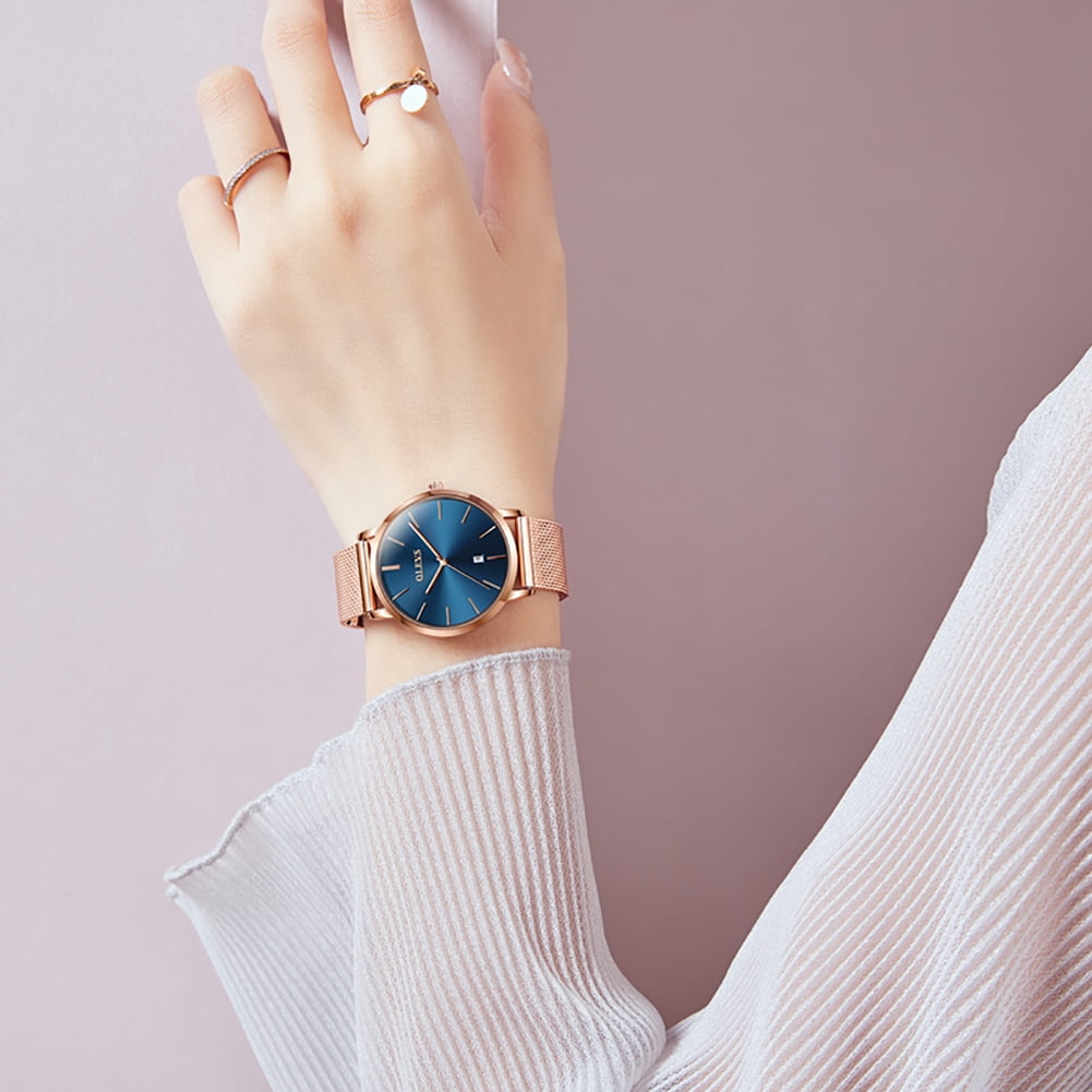 OLEVS Watches for Women Fashion Casual Analog Quartz Mesh Strap Date Ultra Thin Waterproof Luminous Ladies Wrist Watches Gifts Relojes para Mujer White/Black/Blue