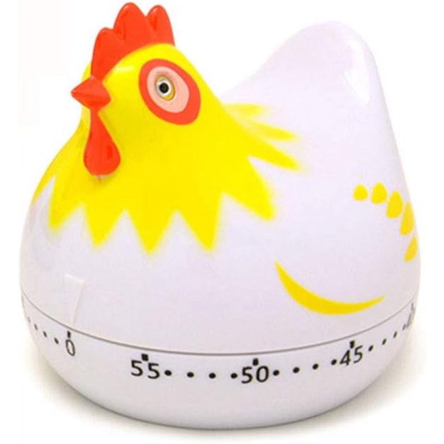 Temporizadores de gallina de dibujos animados lindos, 60 minutos, temporizador mecánico de cocina, reloj, contadores de alarma ruidosos, temporizador Manual de tamaño Mini (blanco)