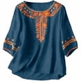 thumbnail image 4 of CONZONE Women's Tshirts 3/4 Sleeve T Shirts for Women Casual Crew Neck Embroidery Lightweight Tees Soft Cozy Tops, 4 of 4