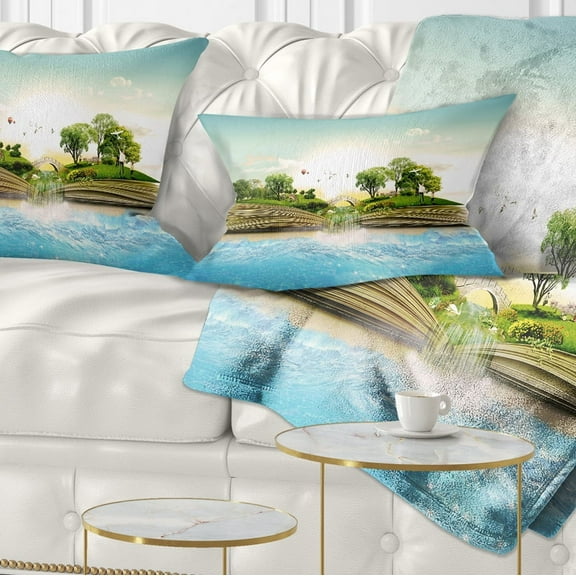 Designart Magical Book about Nature - Contemporary Throw Pillow - 12x20