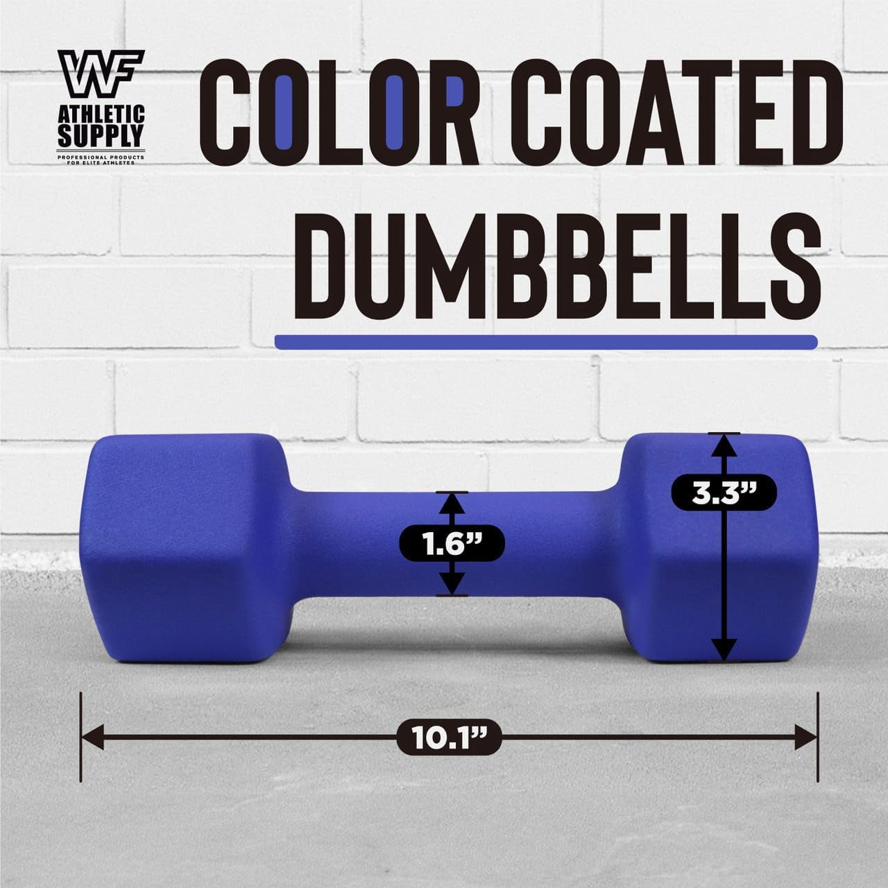 WF Athletic Supply Vibrant Multiple Color Hex Shaped Neoprene Dumbbells/Hand Weights with Non-Slip Grip for Home Gym Equipment Workouts Strength Training Free Weights - Sold in Pairs