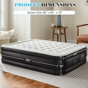 Queen Size 16 Air Mattress with Built-in Pump, Inflatable Bed for Camping & Guests, Blow up Indoor Airbed