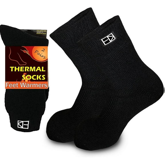 Feet Warmers Cold Weather Insulated Thermal Socks, Pack of 2 (Black, Women 9-11)
