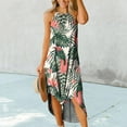 thumbnail image 2 of Fesfesfes Spring Dresses for Women Floral Print Camis Dress Loose Casual Sleeveless High Slit Sling Dress Vacation Beach Boho Dress, 2 of 7