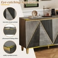 thumbnail image 4 of 60" Sideboard Buffet Cabinet with Storage, Vintage Coffee Bar Cabinet with 4 Doors & Adjustable Shelves for Living Room, Gray, 4 of 8