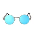 thumbnail image 2 of Steampunk Sunglasses / Silver Frame / Blue Mirror Lens 003, 2 of 4