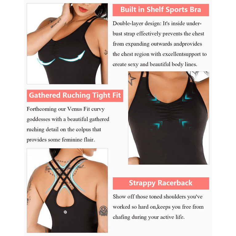  RUNNING GIRL Yoga Tank Tops for Women Built in Shelf Bra B/C  Cups Strappy Back Activewear Workout Compression Tops (WX2288,Cyan Blue,XS)  : Clothing, Shoes & Jewelry