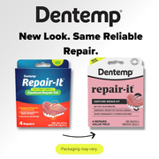 Dentemp Repair-It - Denture Repair Kit- Repairs Broken Dentures, Mends Cracks and Replace Loose Teeth - 4 Count Value Pack